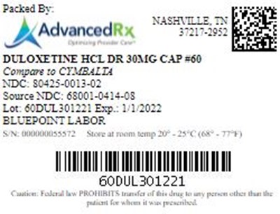 Duloxetine HCL DR 30mg Cap Qty 60 NDC 80425-0013.jpg Dulox #60 - Duloxetine HCL DR 30mg Cap Qty 60 NDC 80425 0013